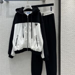 prada black and white panda color sports style suit