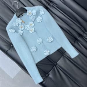 miumiu heavy floral knitted cardigan