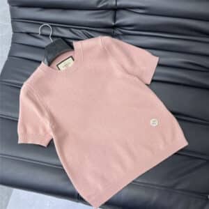 gucci round neck knitted short sleeve top
