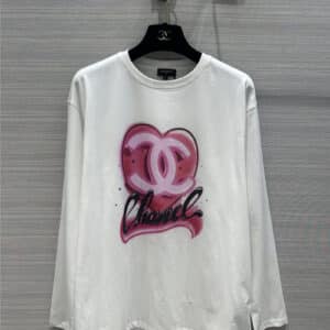chanel love logo printed cotton long-sleeved T