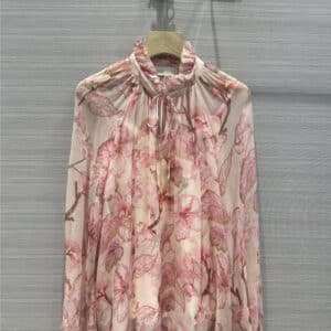 zimm romantic pink hibiscus mulberry silk shirt