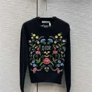 dior heavy embroidered floral pullover sweater