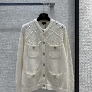 chanel five-pointed star cable cashmere blend white cardigan