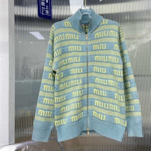 miumiu knitted long-sleeved zip top
