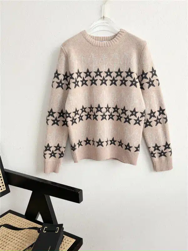 dior contrasting five-pointed star jacquard sweater