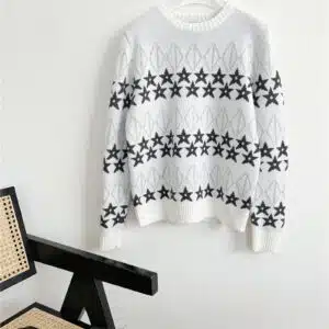 dior contrasting five-pointed star jacquard sweater