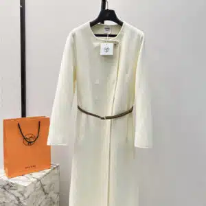 Hermès long round neck double-sided cashmere coat