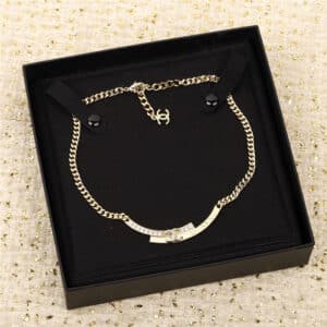 chanel rhinestone monogram necklace