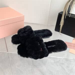 miumiu new flat wool slippers