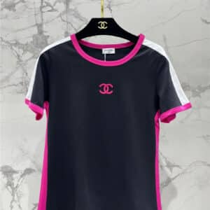 chanel contrasting color round neck short-sleeved T-shirt