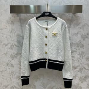 celine crew neck contrast knitted cardigan
