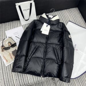 moncler new contrasting color threaded stand collar down jacket