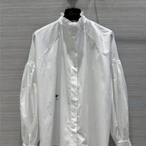 dior ruffled stand collar long sleeve shirt