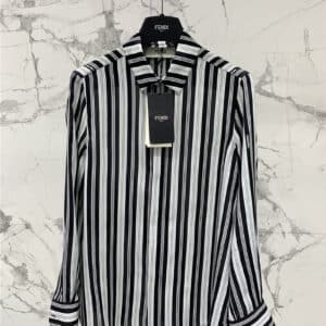 fendi new silk satin striped shirt