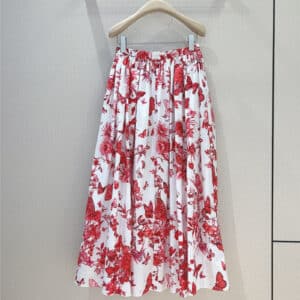dior mid-length high-waist pleated printed skirt