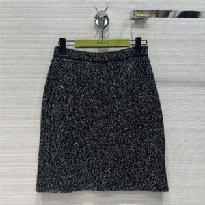 gucci starry sequined special yarn knitted skirt