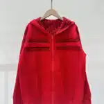 miumiu contrast letter double-sided knitted hooded jacket