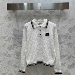 miumiu Polo knitted long-sleeved pullover sweater