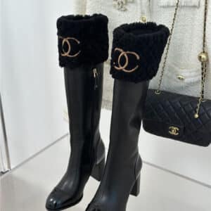 chanel double c thick heel boots