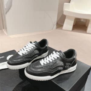 chanel rhinestone stitching casual sneakers