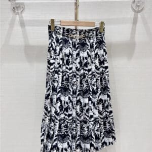 dior pleated digital positioning printed long skirt