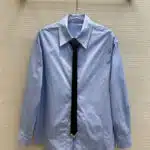 valentino V-shaped metal button tie embellished shirt