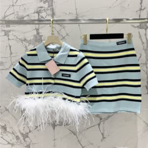 miumiu new college style striped knitted suit