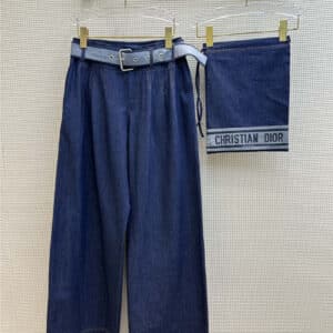dior wide leg floor-length jeans with loose belt