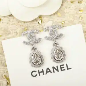 chanel double C drop lace drop earrings
