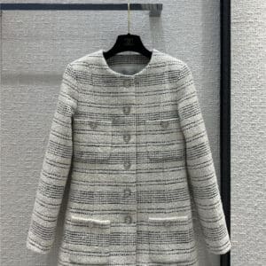 chanel line silver color small coat