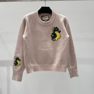gucci dragon pattern crew neck knitted long sleeves