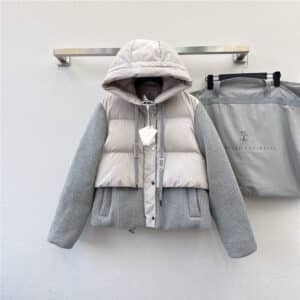 BC cashmere and wool patchwork bread down jacket