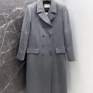 gucci premium gray dark plaid double breasted long coat