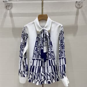 valentino silk material full digital positioning printed ribbon shirt
