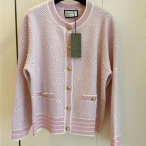 gucci jacquard knitted crew neck cardigan