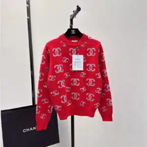 chanel new classic contrasting logo decorated sweater