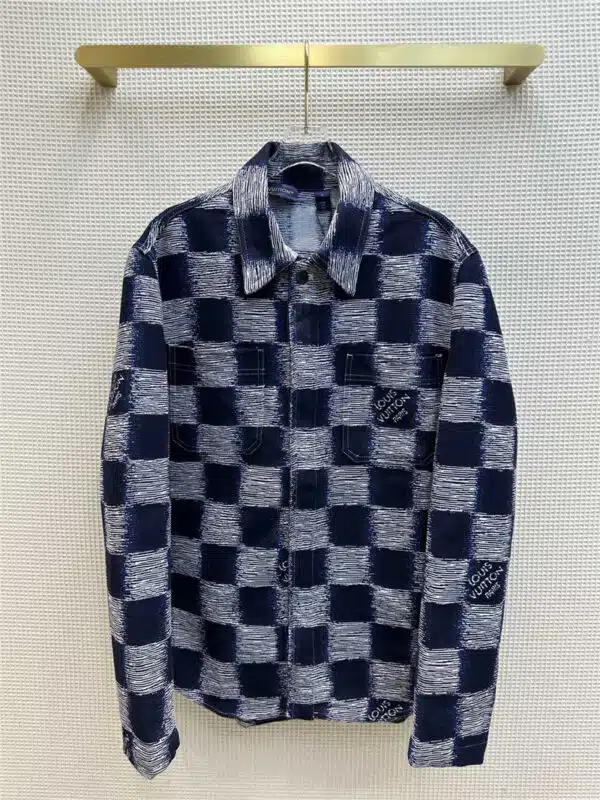 celine blue logo checkerboard shirt