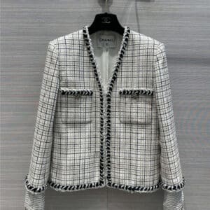 chanel fake two piece sleeve striped jacket