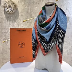 Hermès cashmere and mulberry silk square scarf
