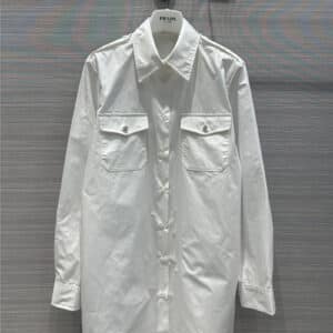 prada white shirt dress with rhinestone buttons