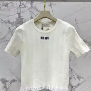 miumiu new embroidered letter knitted short sleeves
