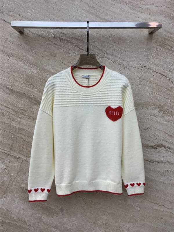 miumiu love pattern pullover knitted sweater