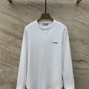 miumiu micro-label fleece long-sleeved T-shirt