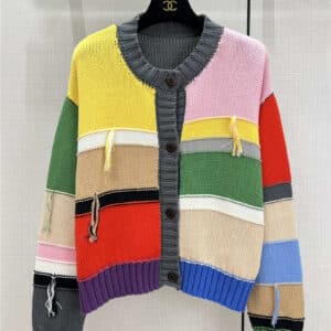 miumiu premium yarn college style knitted cardigan