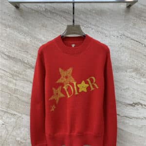 dior five-pointed star logo crew neck knitted sweater