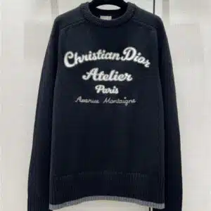 dior terry towel embroidered logo knitted cashmere top