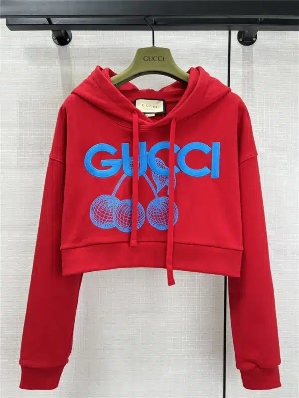 gucci cherry embroidered hooded sweatshirt