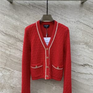 chanel chain knitted V-neck cardigan