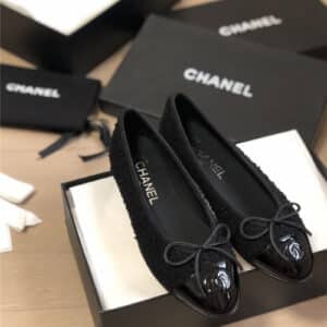 chanel classic bow round toe ballet shoes