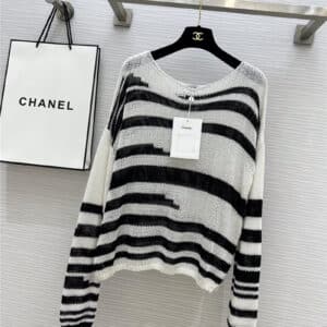 chanel zebra print long-sleeved sweater